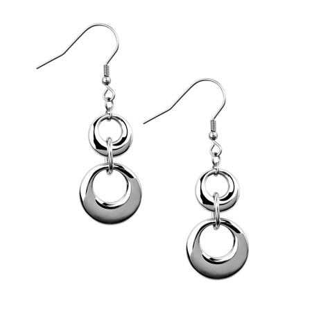Shiny Double Stainless Steel Circle Dangles - Click Image to Close